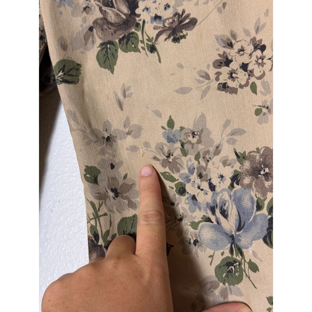 Sneak Peek Tan Floral Print Skinny Jeans Juniors Size 1 Stretch USA Made - Picture 4 of 7